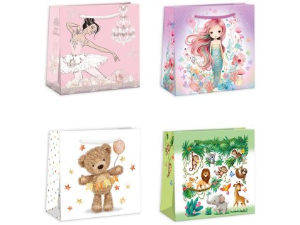 Taška dárková mix 16x16cm papírová 4 druhy