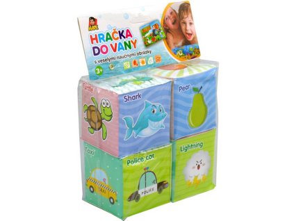 Kostky soft měkké obrázkové 7cm do vany do vody set 4 kusy v sáčku