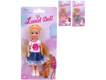 Panenka v šatičkách set se zvířátkem s mazlíčkem 3 druhy na kartě