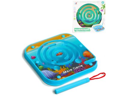 Hra kuličkový labyrint bludiště s magnetickým perem 2 barvy plast