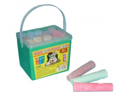 Křídy chodníkové barevné kulaté Set 20ks 6 barev v plastové dóze na chodník