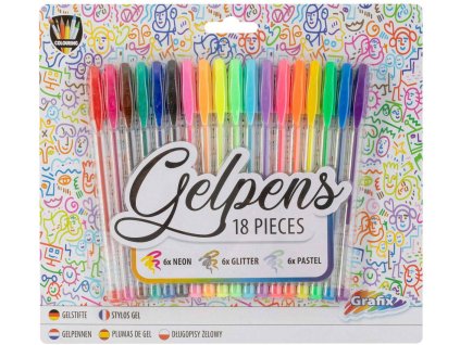 GRAFIX Pera barevná gelová Neonová Třpytivá Pastelová set 18ks