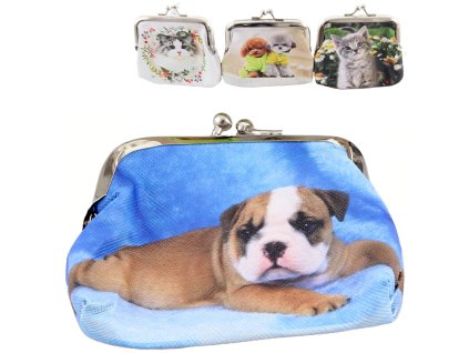 Peněženka dětská zvířátka mazlíčci 9x8,5cm kovové zapínání 4 druhy