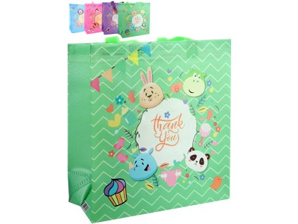 Taška dárková plastová zvířátka 27x30x12cm Thank You 4 druhy