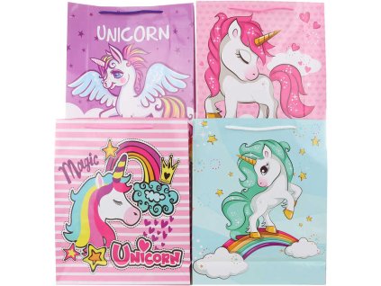 Taška dárková s obrázkem jednorožec 26x32cm unicorn různé druhy