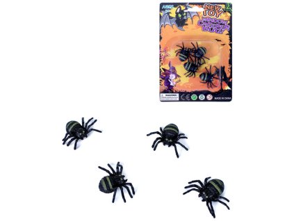 Zvířátko pavouk malý set 4ks halloween dekorace na kartě