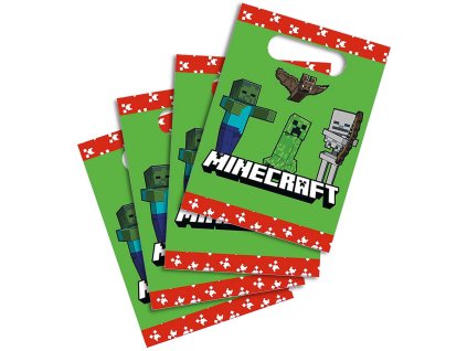 Taška dárková papírový sáček set 4ks Minecraft 16,5x23cm