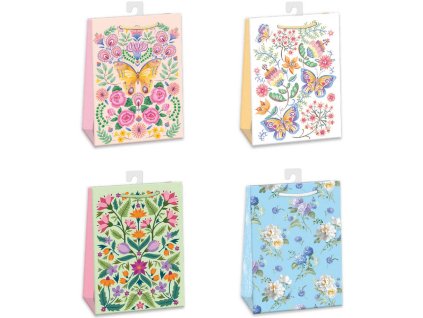 Taška dárková Květiny 23x32cm papírová 4 druhy