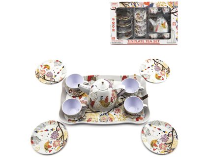 Čajový servis plechový dětské nádobíčko set 15ks v krabici