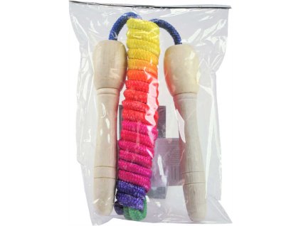 DŘEVO Švihadlo dětské 2m žíhané duhové holčičí v sáčku