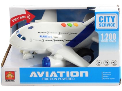 Letadlo bílé plastové 1:200 Planebus 710A na baterie Světlo Zvuk