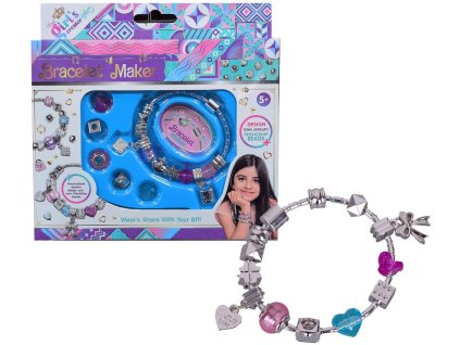 Náramek stříbrný s přívěsky s doplňky plast 2 druhy v krabičce