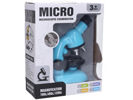 Mikroskop 21cm s držákem na mobil Zvětšení 100x, 400x, 1200x.