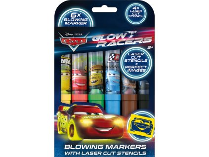 JIRI MODELS Fixy foukací 6ks Auta (Cars) set se 4 šablonami