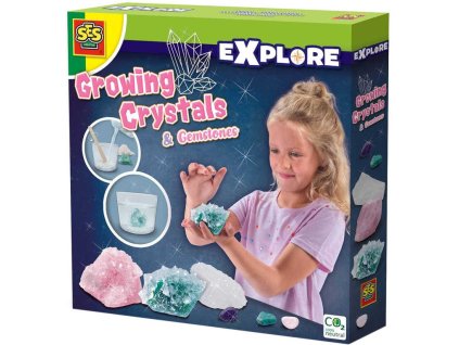 SES CREATIVE Rostoucí krystaly a drahokamy experimentální set v krabici