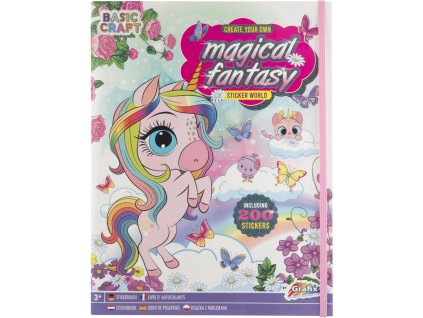 GRAFIX Magická Fantasy kniha s pohádkovými samolepkami 200+ holčičí