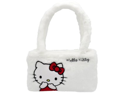 EP Line Taška bílá kočička Hello Kitty plyšová malá 26x17cm na zip