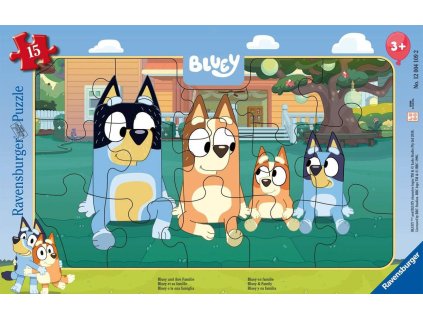 RAVENSBURGER Puzzle deskové Bluey 15 dílků 25x15cm skládačka
