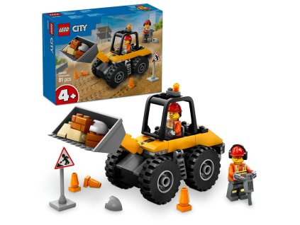 Žltý stavebný lopatový nakladač