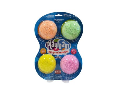 PlayFoam® 4pack třpytivé Modelína/Plastelína kuličková 4 barvy se třpytkami na kartě 19,5x27x3cm