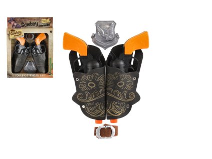 Pistole/kolt s pouzdrem 2ks kovbojská sada plast 16cm 2ks s doplňky v krabici