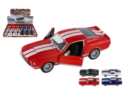 Auto Kinsmart Shelby GT-500 kov/plast 13cm na zpětné natažení 4 barvy 12ks v boxu