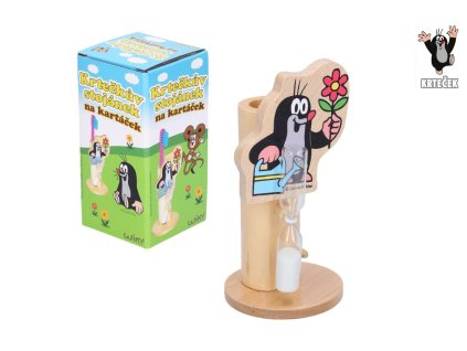 Stojánek na kartáček Krtek s kytkou dřevo v krabičce 7x15x7cm