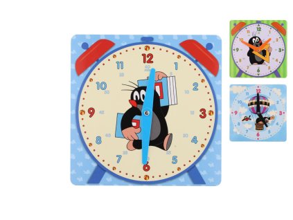 Výukové papírové hodiny 21x21cm Krtek mix barev