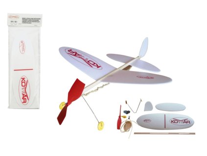 Letadlo Komár házecí model na gumu polystyren/dřevo 38x31cm v sáčku