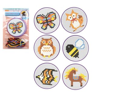 Vyšívání křížkovým stehem asst 6 druhů na kartě 14x22cm 18ks v boxu