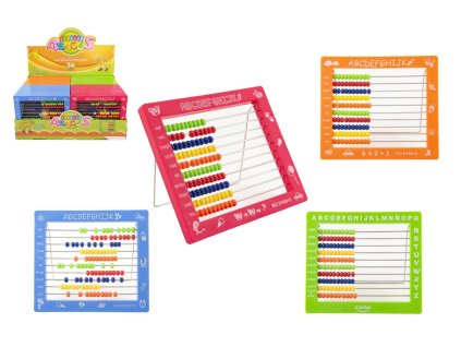 Počítadlo 100 kuliček plast 19x16cm 4 barvy 36ks v boxu