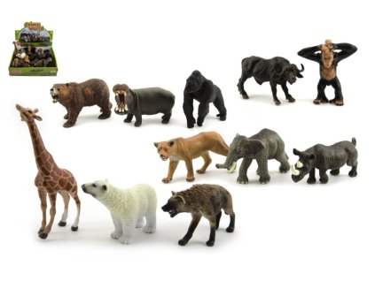 Zvířátka safari ZOO plast 10cm mix druhů 12ks v boxu