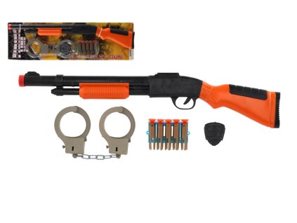 Puška/brokovnice +pouta+náboje na přísavky plast 50cm na kartě