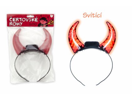 Rohy čertovské svítící plast 15cm na baterie v sáčku karneval