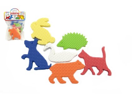 Vodolepky Pěnové dílky zvířátka 6ks v sáčku 14x20x4cm