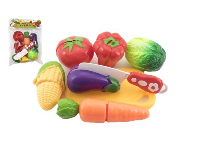 Zelenina krájecí plast s prkénkem 13,5x8cm s nožem v sáčku 18x26x5cm