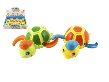 Želva na natažení do vody na klíček plast 12x12cm 2 barvy 6ks v boxu 18m+
