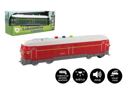 Lokomotiva/Vlak plast 23cm na baterie se zvukem se světlem 2 barvy v krabičce 27x11x8cm