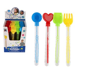 Bublifuk 70ml trubice 28cm s nářadím na písek plast 4 druhy 24ks v boxu
