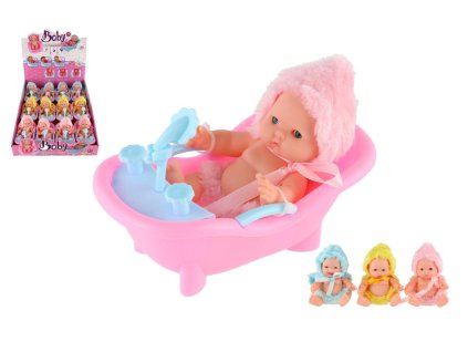 Miminko panenka ve vaničce plast měkké tělo kloubová 12cm 3 druhy 12ks v boxu