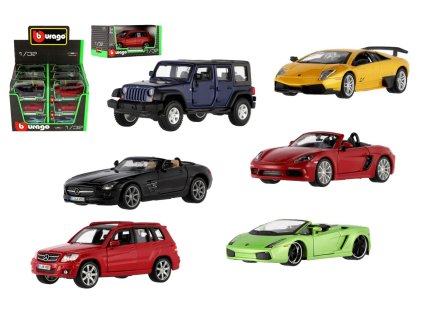 Auto Bburago Street Fire kov/plast 1:32 mix druhů v krabici 17x7,5x8cm 18ks v boxu