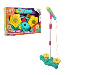 Mikrofon karaoke plast na baterie se světlem se zvukem v krabici 38x26x8cm