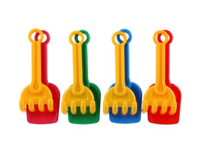 Sada na písek 2ks plast lopatka + hrabičky 4 barvy 8x22cm 12m+