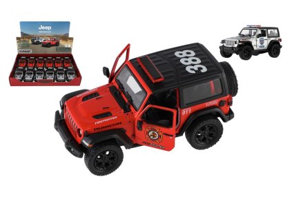 Auto Kinsmart Jeep Wrangler Policie 2018 kov/plast 12cm 2 barvy na zpětné nat. 12ks v boxu