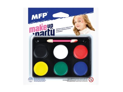 Barvy na obličej se štětečkem 6 barev na paletce na kartě 15,5x16cm
