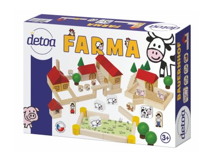 Farma stavebnice dřevo 100ks v krabici 30x20x6cm