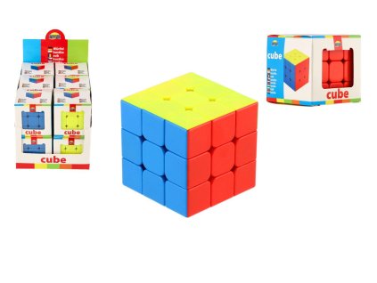 Kostka hlavolam 3x3x3 plast 5,5x5,5x5,5cm v krabičce 12ks v boxu