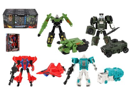 Transformer auto/robot plast 14cm mix druhů v krabičce 13x18x5cm 12ks v boxu