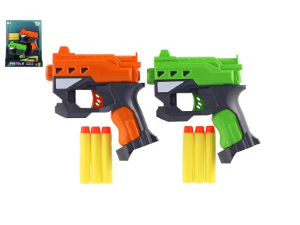 Pistole 2ks 12cm plast na pěnové náboje + 6ks nabojů na kartě
