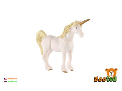 Jednorožec bílo-zlatý zooted plast 16cm